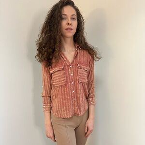 Rust Striped Button Down Shirt